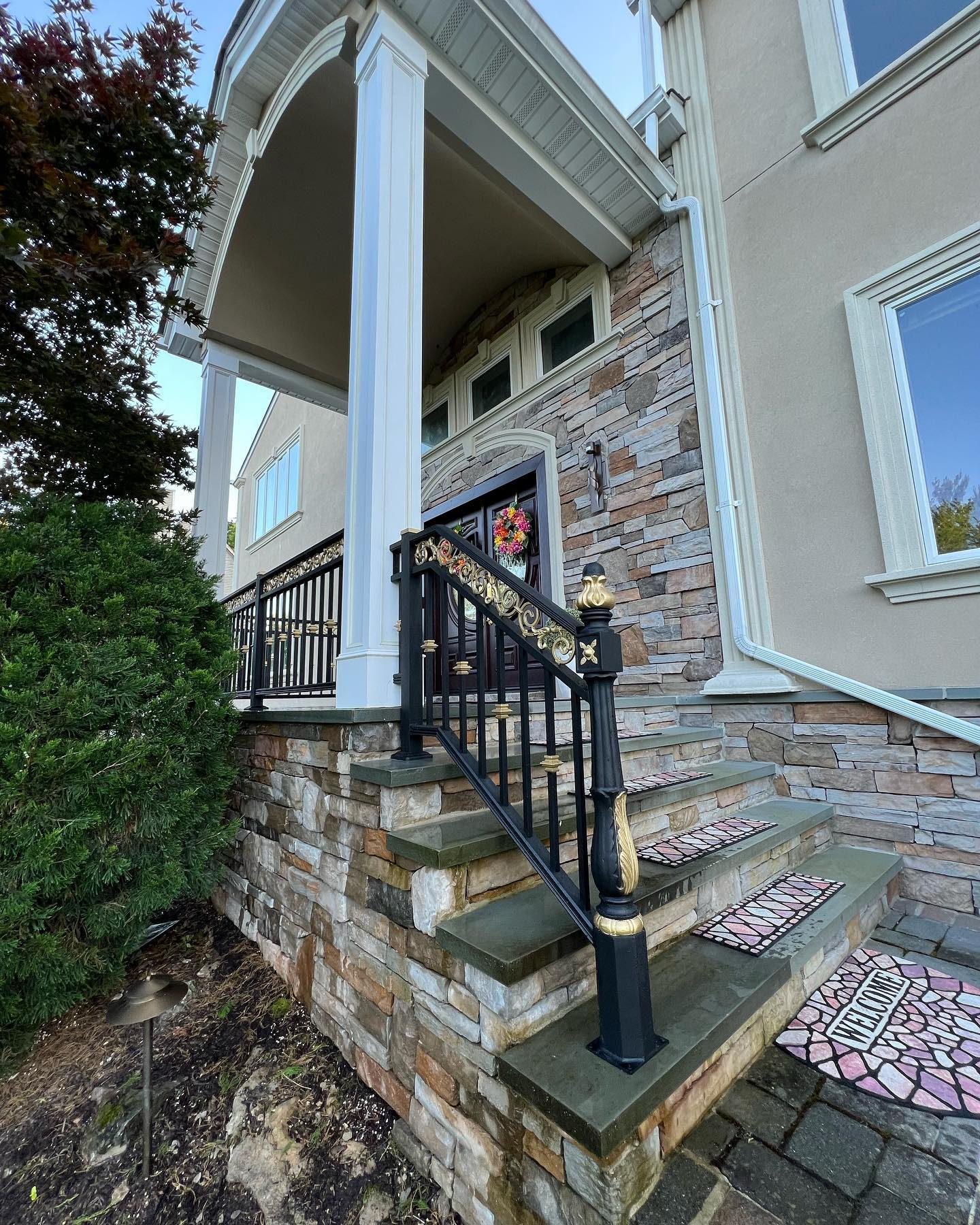 Stone Porch Stair Rails